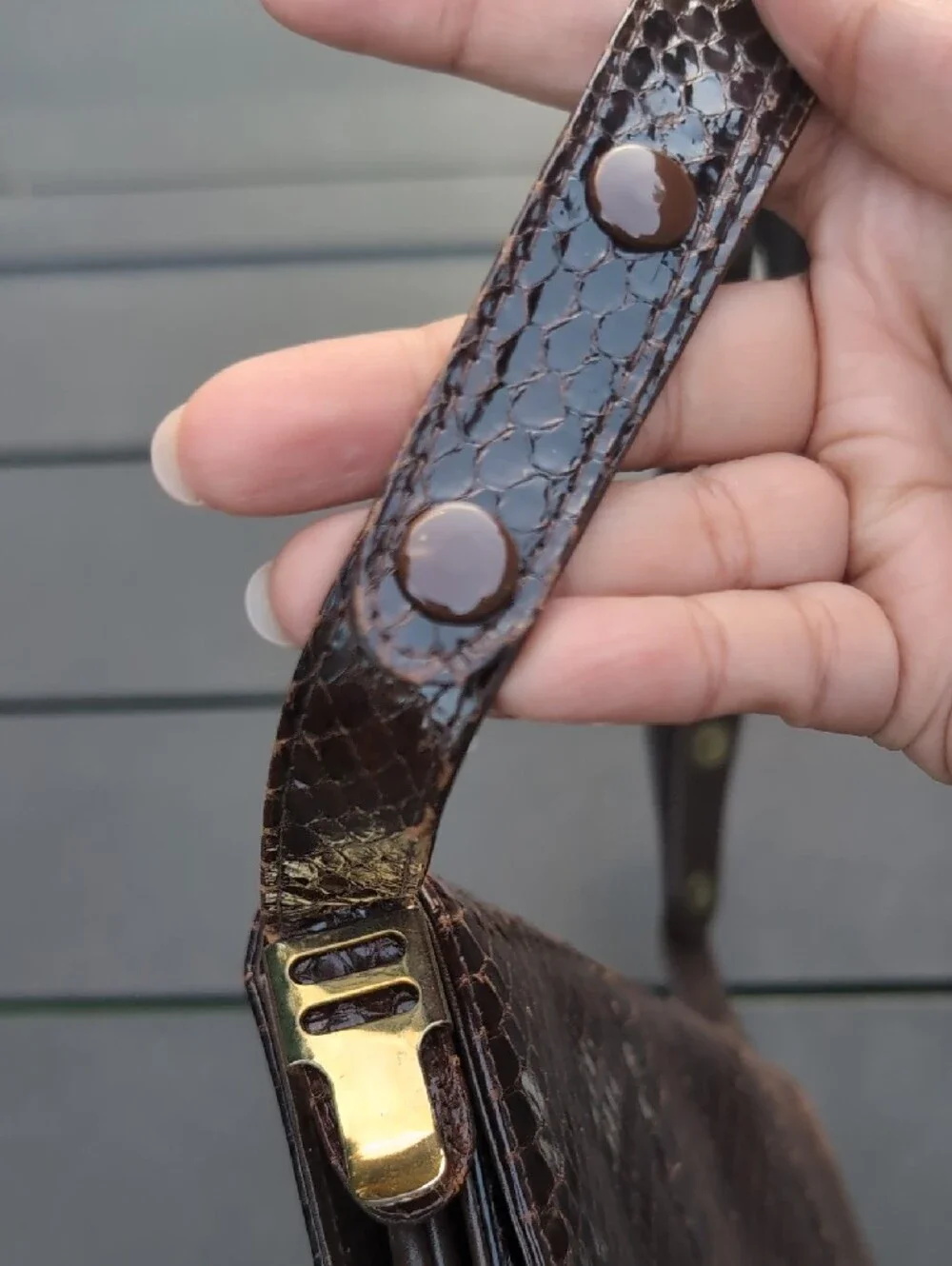 Vintage Genuine Snakeskin 1950'S Box Style Handbag/Purse